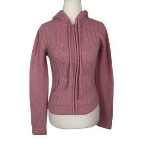 Vintage 90s Tilt Pink Cable Knit Wool Blend Zip Front Cardigan Sweater M